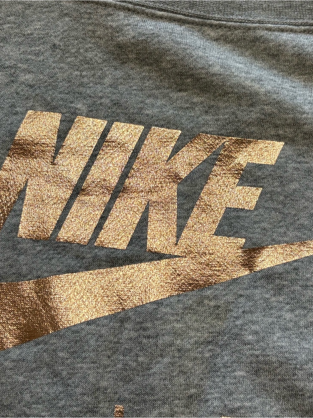 Nike Grey Cropped Sweatshirt with Rose Gold Logo - Picture 4 of 7